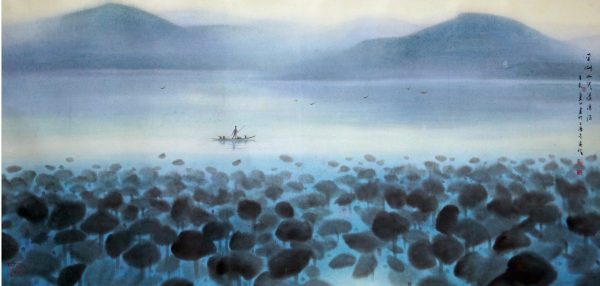 ZZA_CL024_C_Lotus Pond With Smoke Clouds_荷塘烟云_66x135cm_$8600_Chinese ink on Rice Paper