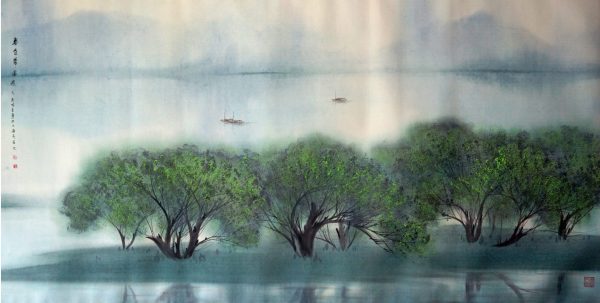 ZZA_CL066_C_Spring_春意浓_94x178cm_$16800_Chinese ink on Rice Paper