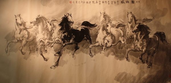 ZZT_CA001_C_8 Galloping Horses_八骏图_120x245cm_$100000_Chinese Ink on Rice Paper