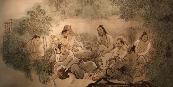 ZZT_CP001_C_7 Morals in Bamboo Forest_竹林七贤_103x203cm_$72000_Chinese Ink on Rice Paper ZZT_CP001_C_7 Morals in Bamboo Forest_竹林七贤_103x203cm_$72000_Chinese Ink on Rice Paper