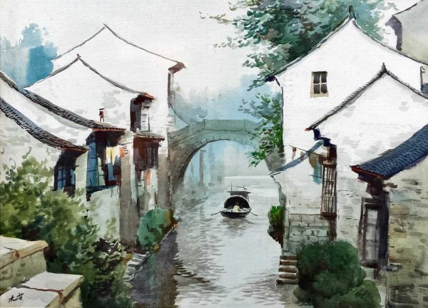 CCD_L005_S_Water Village_水乡_46x55cm_$3800_oil on canvas