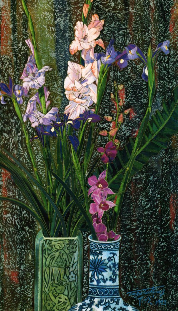 DSG_SR005_USA_Orchids and Irises_花卉_AP25-50_107x55cm_$13000_Serigraph on Korean rice paper