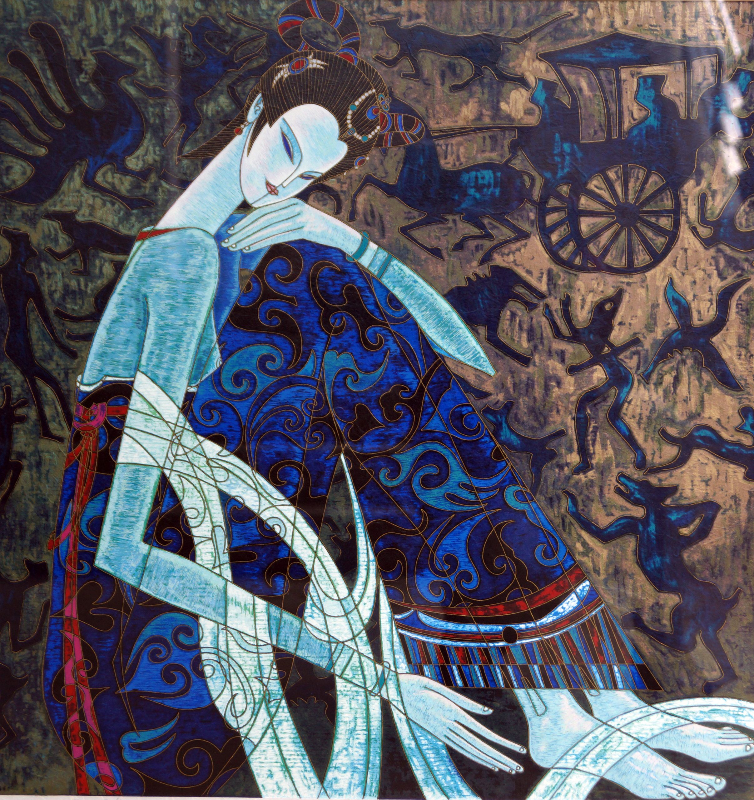 DSG_SR007_USA_Ancient Civilization_古代文明_1997_63x59cm_$10000_DX 36-60_Serigraph on Korean rice paper