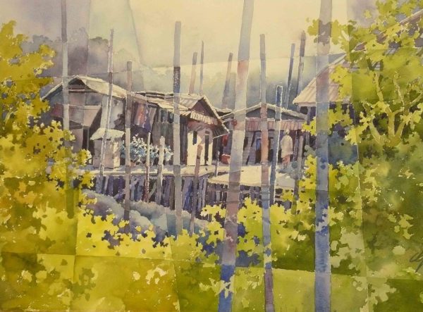 GSG_L024L_S_Kampong Village_甘榜人家_$4200_56x76cm_WC