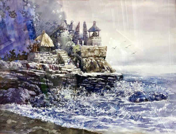 GSG_L028_S_Tanah Lot-Bali_峇厘海神庙_$4200_56x76cm_Watercolour