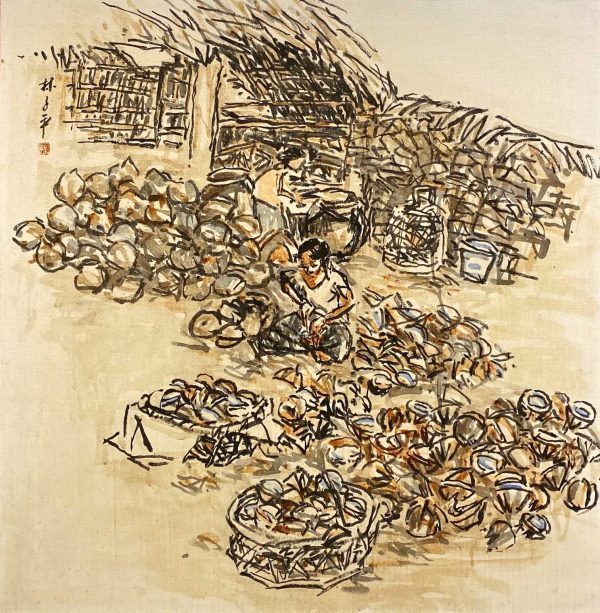 LTP_CL004_S_Open the Coconut_kai_开椰子_67x67cm_Chinese ink on canvas
