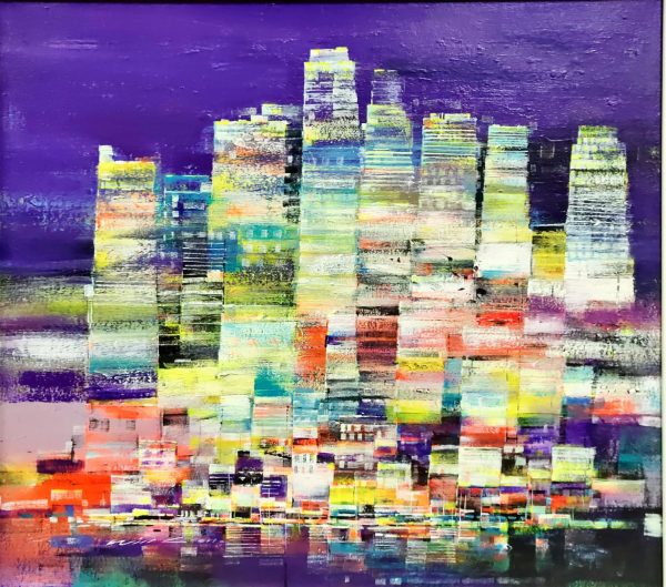 NWL_AA033_M_City at Night_75x65cm_$2000_Mixed media on paper