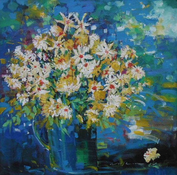 NWL_F009_M_Flower Series 6_花卉系列 6 _76x76cm_$2500_Mixed media on canvas