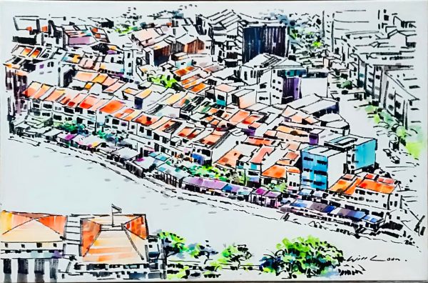 NWL_SK001_M_Boat Quay_40x60cm_$900_Acrylic on paper