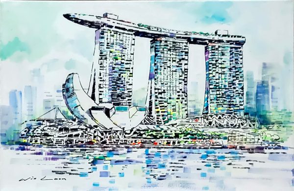 NWL_SK002_M_Marina Bay Sands_40x60cm_$900_Acrylic on paper
