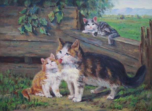 DZ_A001_Iran_Cat Falimy_45x60cm_$3400_Oil on canvas