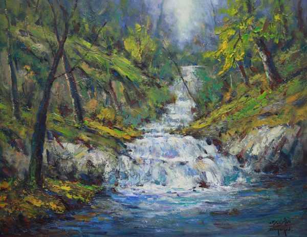 DZ_L044_Iran_Rapids_急流_40X69cm_$4000_Oil on canvas