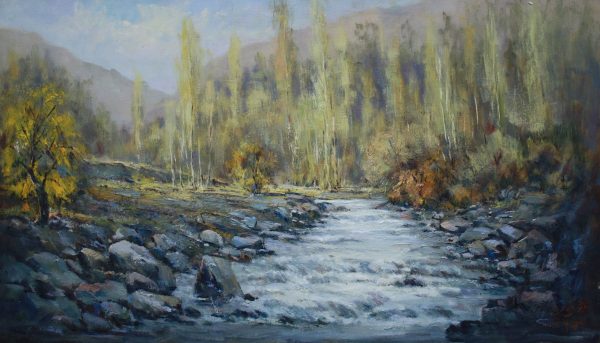 DZ_L044_Iran_Rapids_急流_40X69cm_$4000_Oil on canvas
