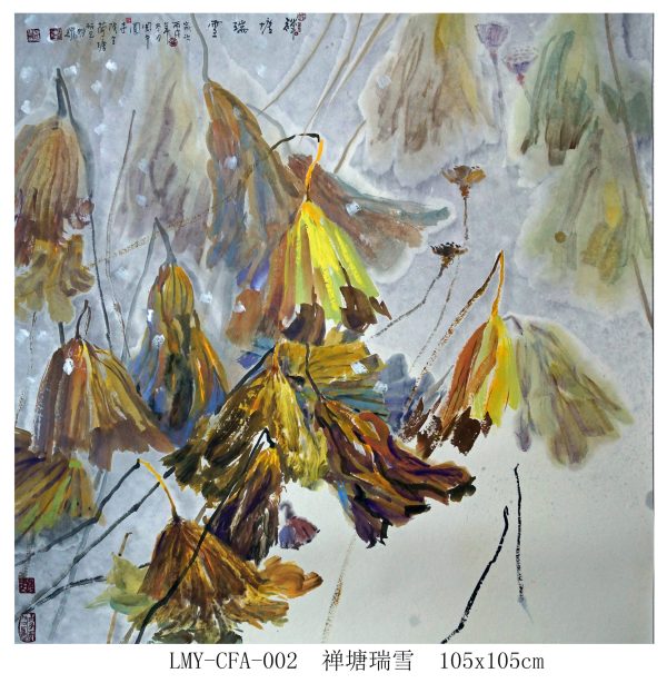 LMY_CFA002_C_Zen Temple Snow_禅堂瑞雪105x105cm_$8800_Chinese ink on rice paper