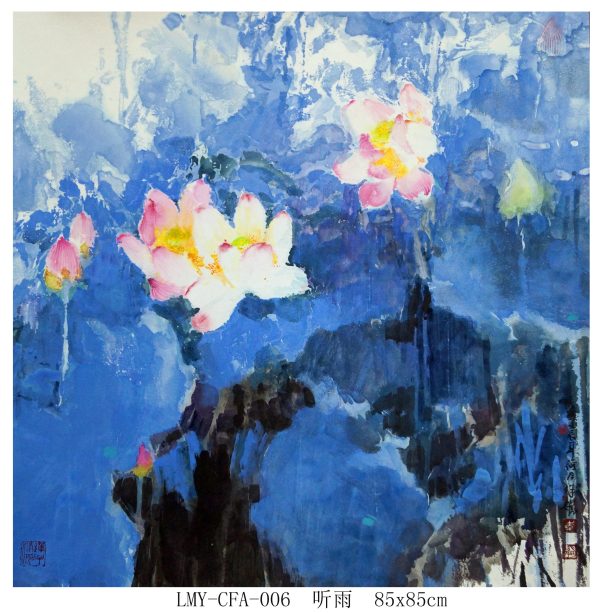 LMY_CFA006_C_Listen to the rain_听雨_85x85cm_$5000_Chinese ink on rice paper