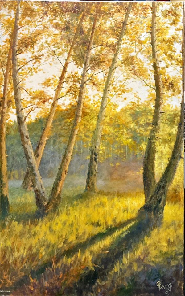 SYD_L016_C_The Silver Birch in the Morning_桦林晨语_100x80cm_$8600_Oil on canvas