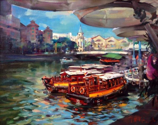 WF_SS003_S_clarke Quay_克拉码头_40x50cm_$4200_Oil on canvas
