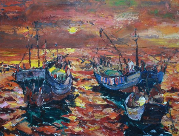 DT_L006_C_Return at Sunset_暮归_72x91cm_$6500_Oil on canvas