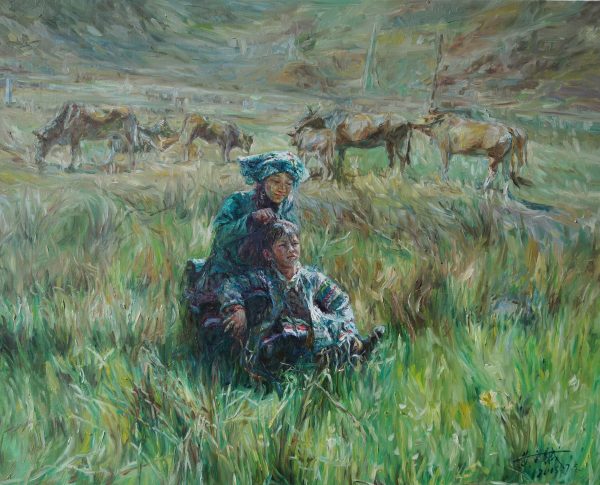 HWC_P008_C_Spring in Miao Mountain_苗山春暖_80x100cm_$8000_Oil on canvas