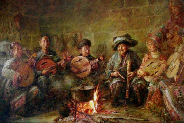 HWC_P020_C_Harmonious family_和谐人家_105x160cm_$13800_Oil on canvas