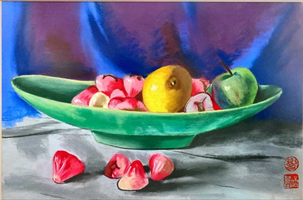 LPJ_SL006_S_Wax Apple & Lemon_水蓊与柠檬_33x50cm_$800_Pestel on paper