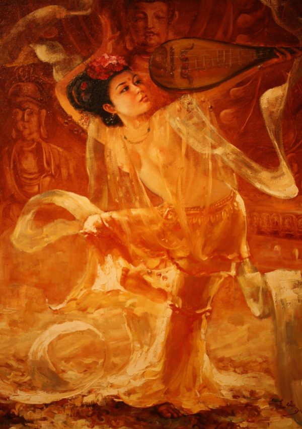 ZDL_D004_C_The Pipa Fairy_琵琶仙女_100x80cm_$8800_Oil on canvas