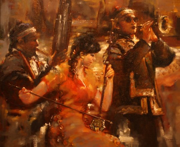 ZDL_M014_C_A Chinese String Recital_華樂组合_100x120cm_$12800_Oil on canvas