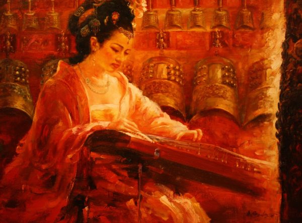 ZDL_M015_C_An Ancient Melody_古箏獨奏_92x122cm_$13800_Oil on canvas