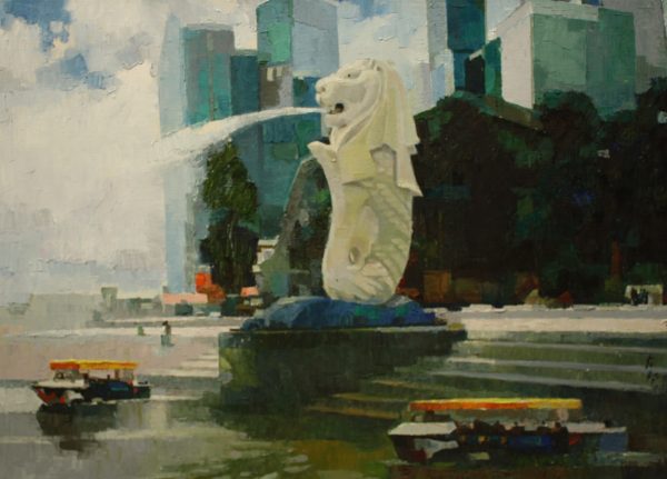 WBD_SS001_C_Merlion_鱼尾狮_60x85cm_$2800_Oil on canvas WBD_SS001_C_Merlion_鱼尾狮_60x85cm_$2800_Oil on canvas