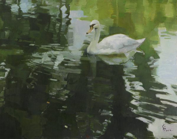 WBD_SS013_C_The Swan_碧波玉影_73x90cm_$3000_Oil on canvas