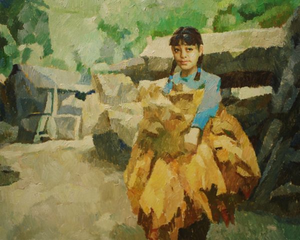 WDB_P005_C_Tabacco Harvest_烟草季节_80x101cm_$3800_Oil on canvas