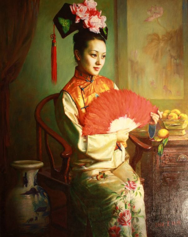 WZY_P008_C_Lady of Qing Dynasty_唐代女士_100x80cm_$6800_Oil on canvas