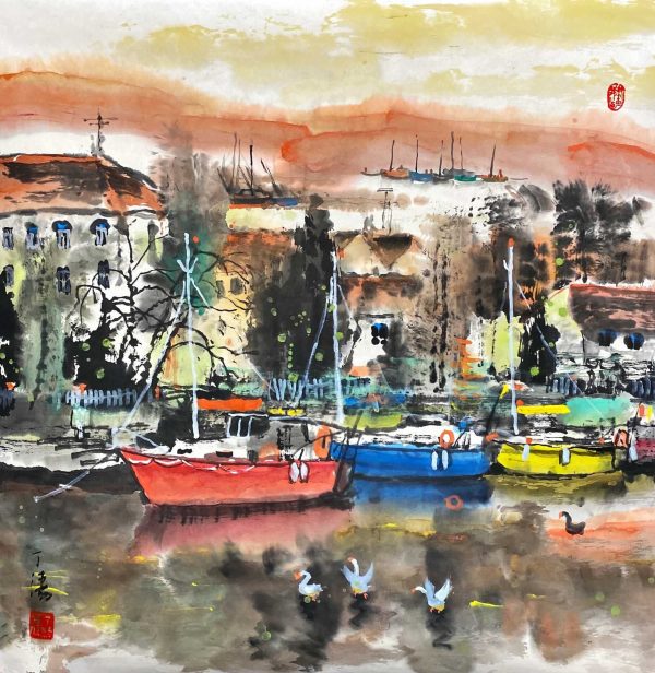 DT_CL002_C_Port_小码头_69x69cm_$1800_Chinese ink on rice paper