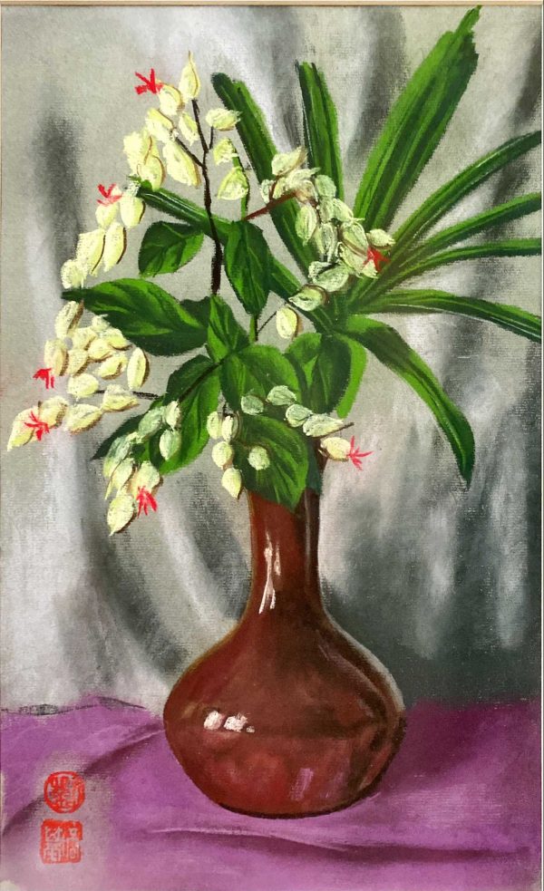 LPK_SL014_S_Fresh Flower in the Red Vase_红瓶鲜花$800_Pastel on paper