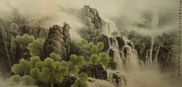 LZ_CL009_C_Waterfall in the Spring_67x135cm_$1800