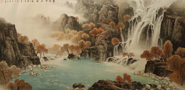 LZ_CL023_C_Waterfall in the Autumn 碧水金秋_67x135cm_$1800