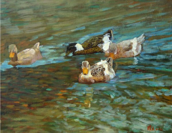 GYM_B005_C_Ducks_鸭游_$3800_54x74cm_Oil on canvas