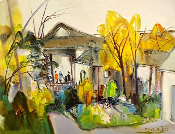 JYJ_L004_C_Garden Pavilion_亭园_70x90cm_$9000_Oil on canvas_Lim