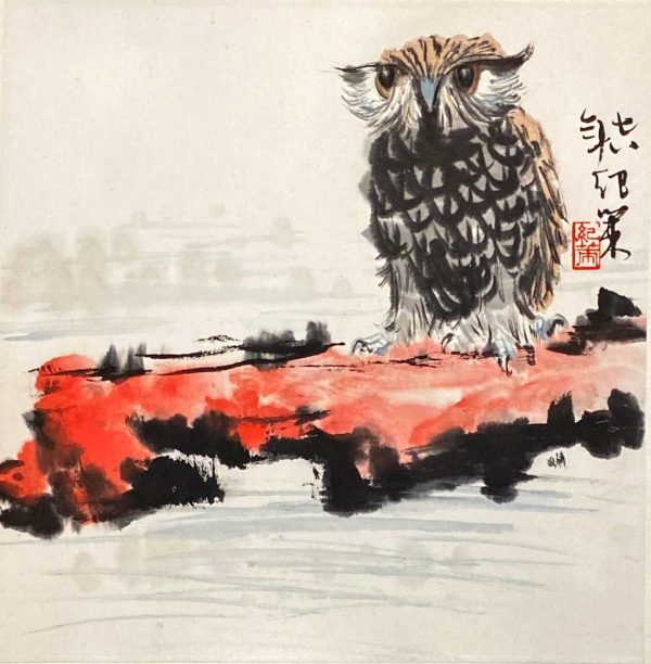 ZJC_CB001_C_Owl_猫头鹰_35x35cm_$1200_4648_Chinese ink on rice paper