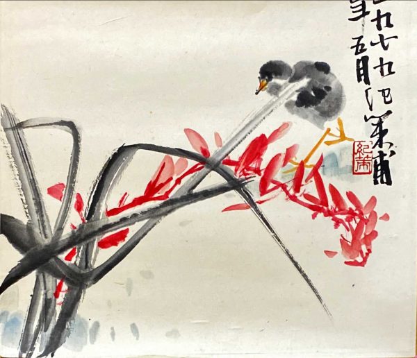 ZJC_CFA009_S_Orchid _ bird_兰花小鸟_29x33cm_$1200_Chinese ink on rice paper ZJC_CFA009_S_Orchid _ bird_兰花小鸟_29x33cm_$1200_Chinese ink on rice paper