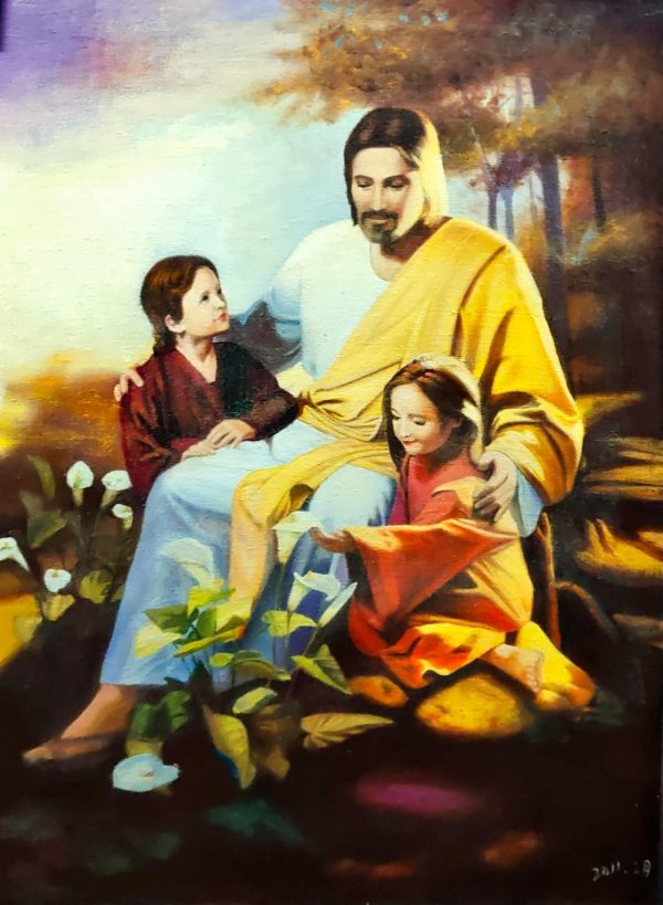 GCX_P002_C_Jesus with the Children_耶稣与孩子_80x60cm_$8000_Oil on canvas