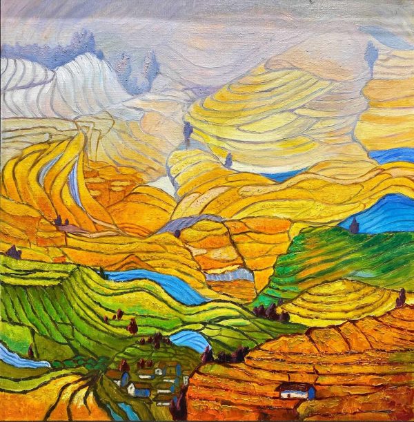 JRY_L001_C_Colourful Terraced Fields_彩色梯田_60x60cm_$6800_Oil on canvas