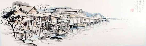 TLL_CL001_S_Crab Island_吉旦岛_33x104cm_$1600_Chinese ink on rice paper