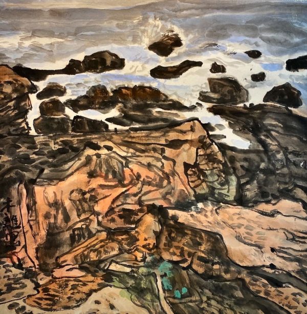 15. 海边小景-浪花-69x69cm-$6800-chinese ink