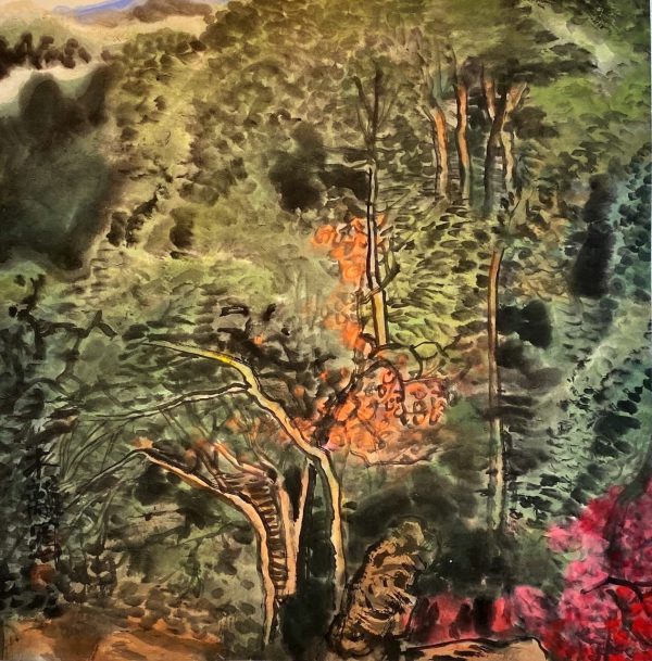 16. 小山村-69x69cm-$6800-chinese ink 16. 小山村-69x69cm-$6800-chinese ink