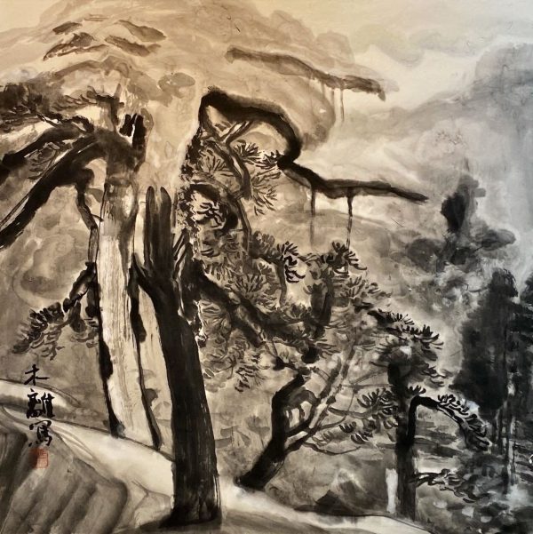 6. 冰山上的松树 -69x69cm-$6800-chinese ink