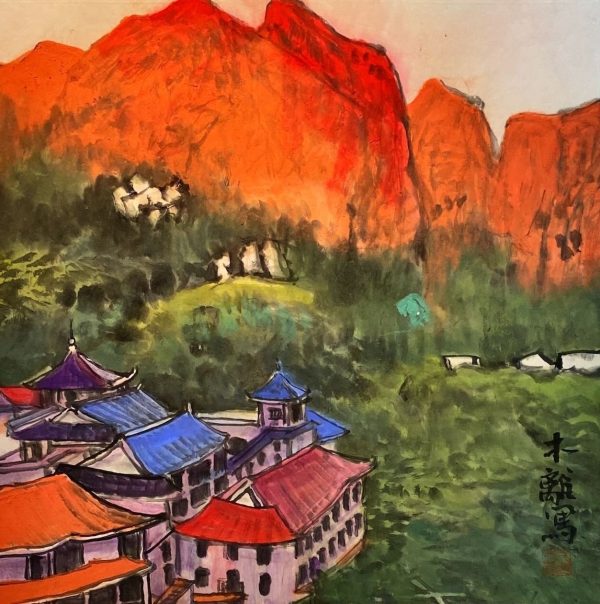 8. 晚霞-69x69cm-$6800-chinese ink