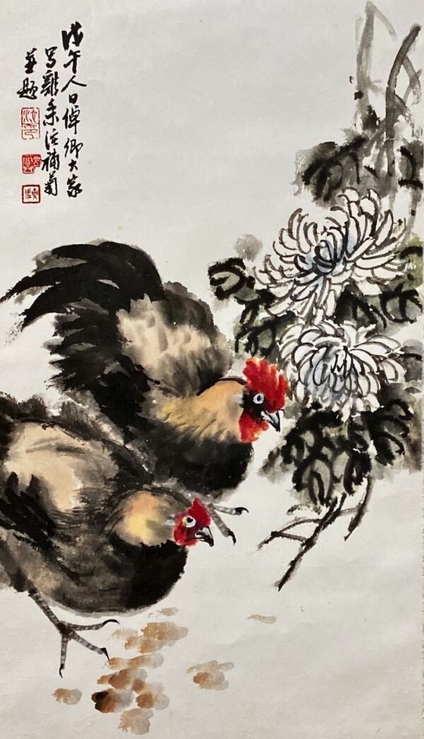菊花大吉图-$3000-60x34cm-立轴-Chinese ink