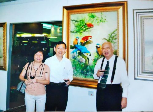 36) 2006 Choo Keng Kwang Art Exhibition, Artist Mr Choo With Collector Mr. Mrs. Y.H. Tan